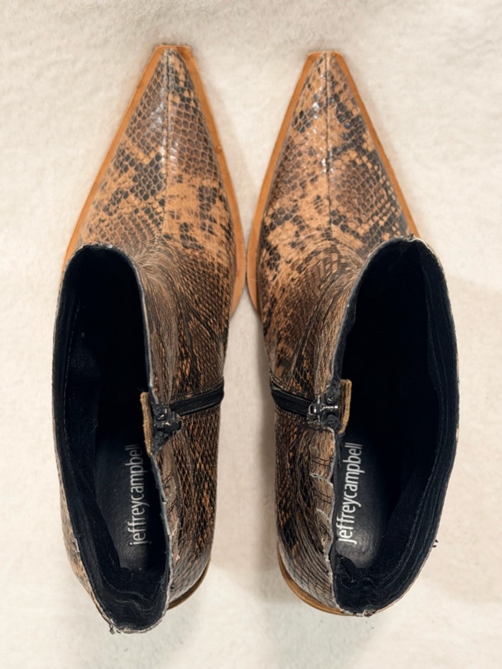 Jeffrey Campbell faux snakeskin western ankle boots lucite heel pointed toe 10 🔥 - Picture 7 of 11